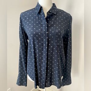 Relaxed Long Sleeve Silk Blend Button-Up Blouse - VINCE